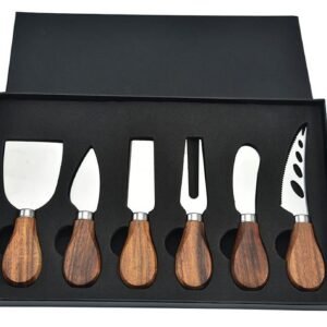 6-Piece Stainless Steel & Acacia Wood Cheese Knife Set The Perfect Gift for Cheese Lovers
